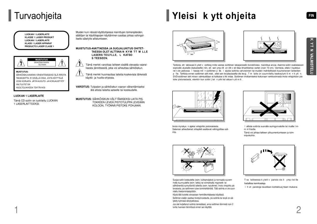 Samsung HT-P10R/EDC manual Yleisi k ytt ohjeita 