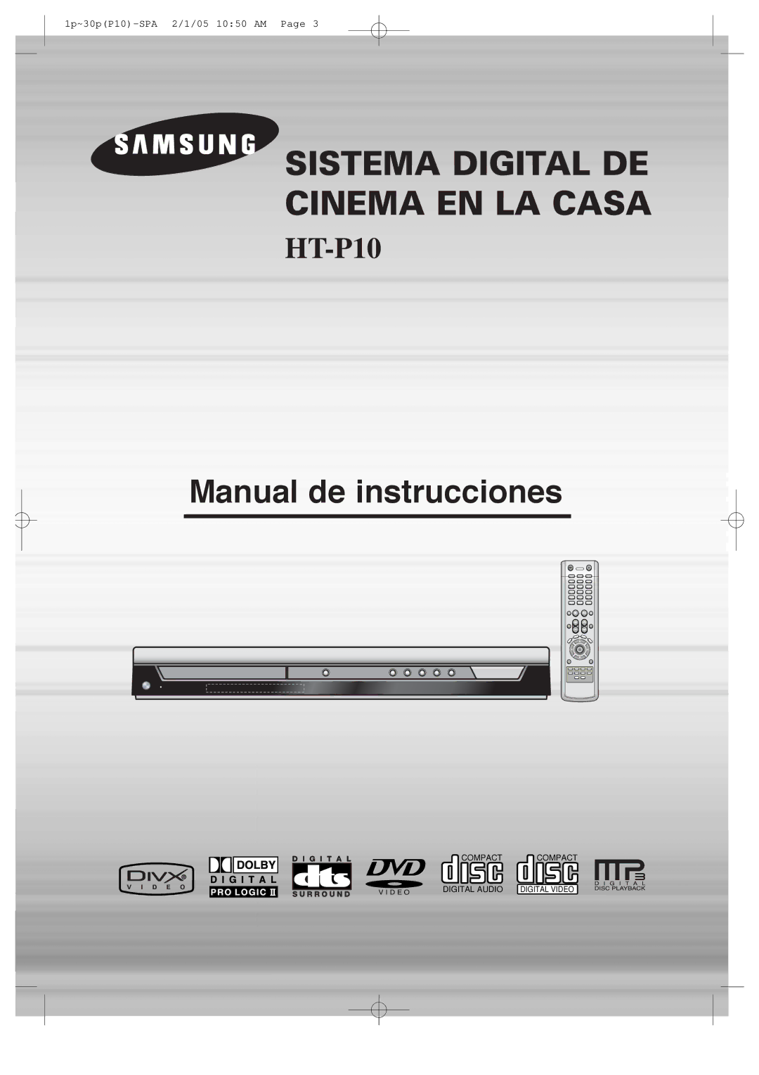 Samsung HT-P10R/EDC, HT-P10R/ELS manual Sistema Digital DE Cinema EN LA Casa 