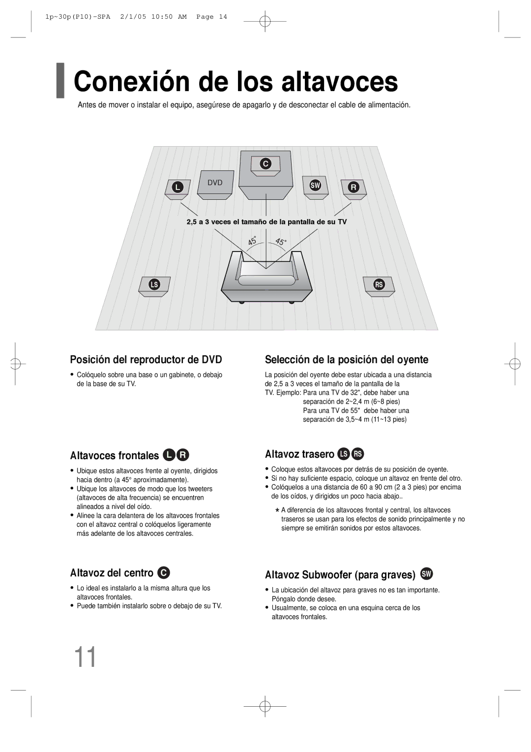 Samsung HT-P10R/ELS, HT-P10R/EDC manual Conexión de los altavoces 