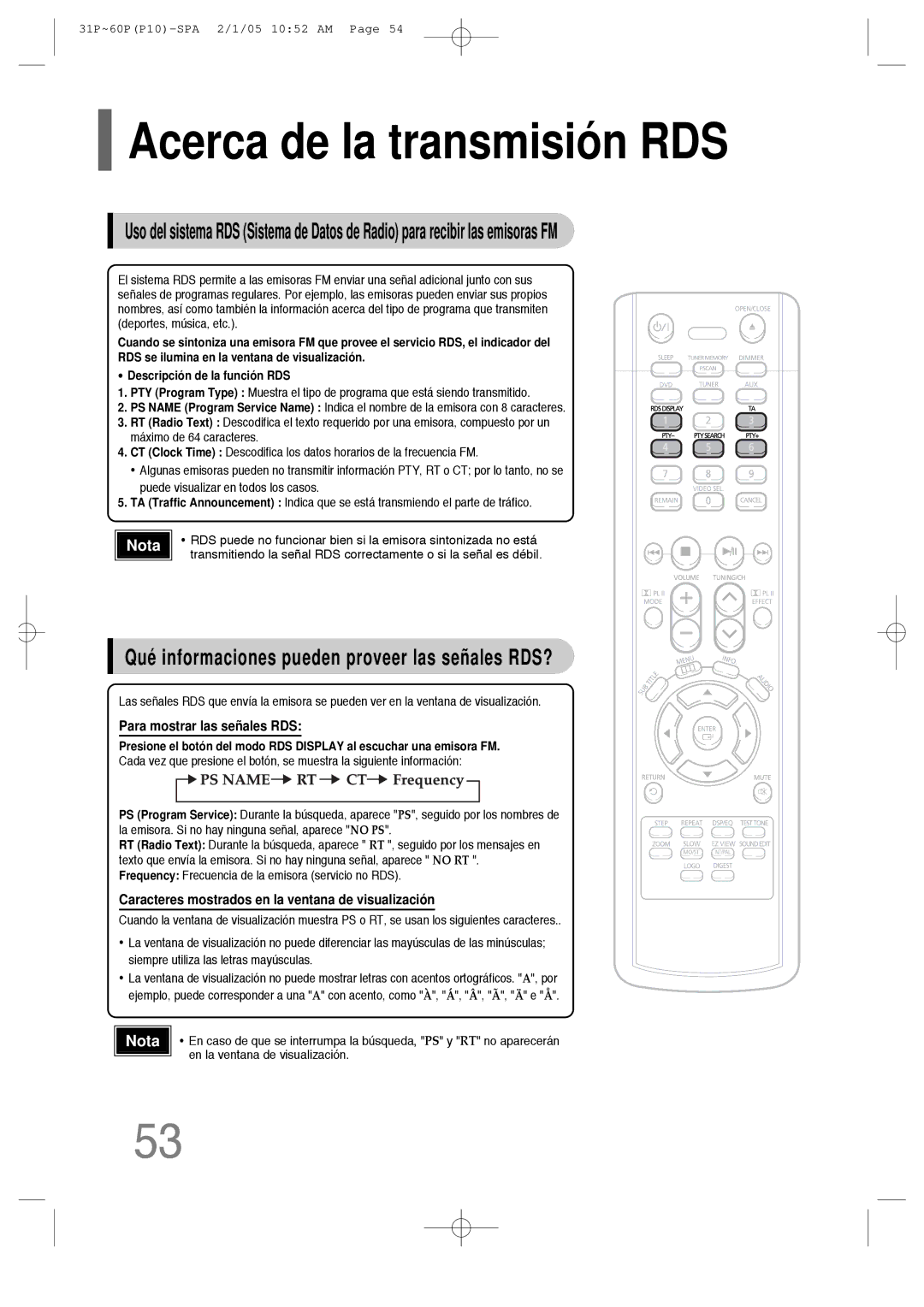 Samsung HT-P10R/ELS, HT-P10R/EDC manual Acerca de la transmisión RDS, Qué informaciones pueden proveer las señales RDS? 