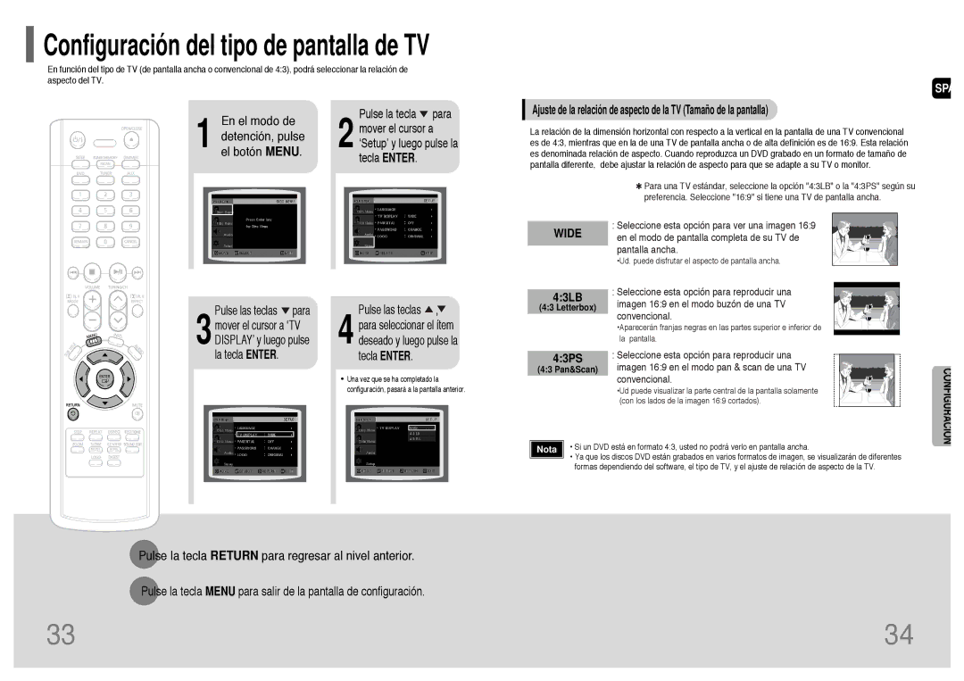 Samsung HT-P10R/ELS, HT-P10R/EDC manual En el modo de Detención, pulse el botón Menu, Deseado y luego pulse la tecla Enter 