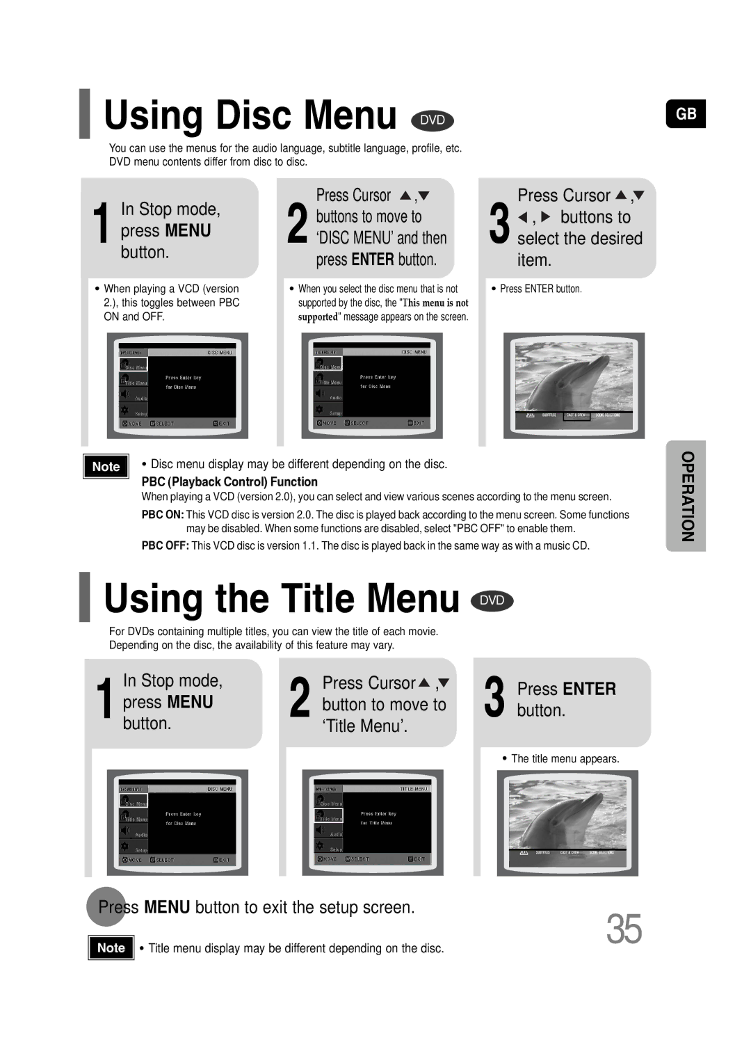 Samsung HT-P10KR/XFU, HT-P10R/XFO manual Using the Title Menu DVD 