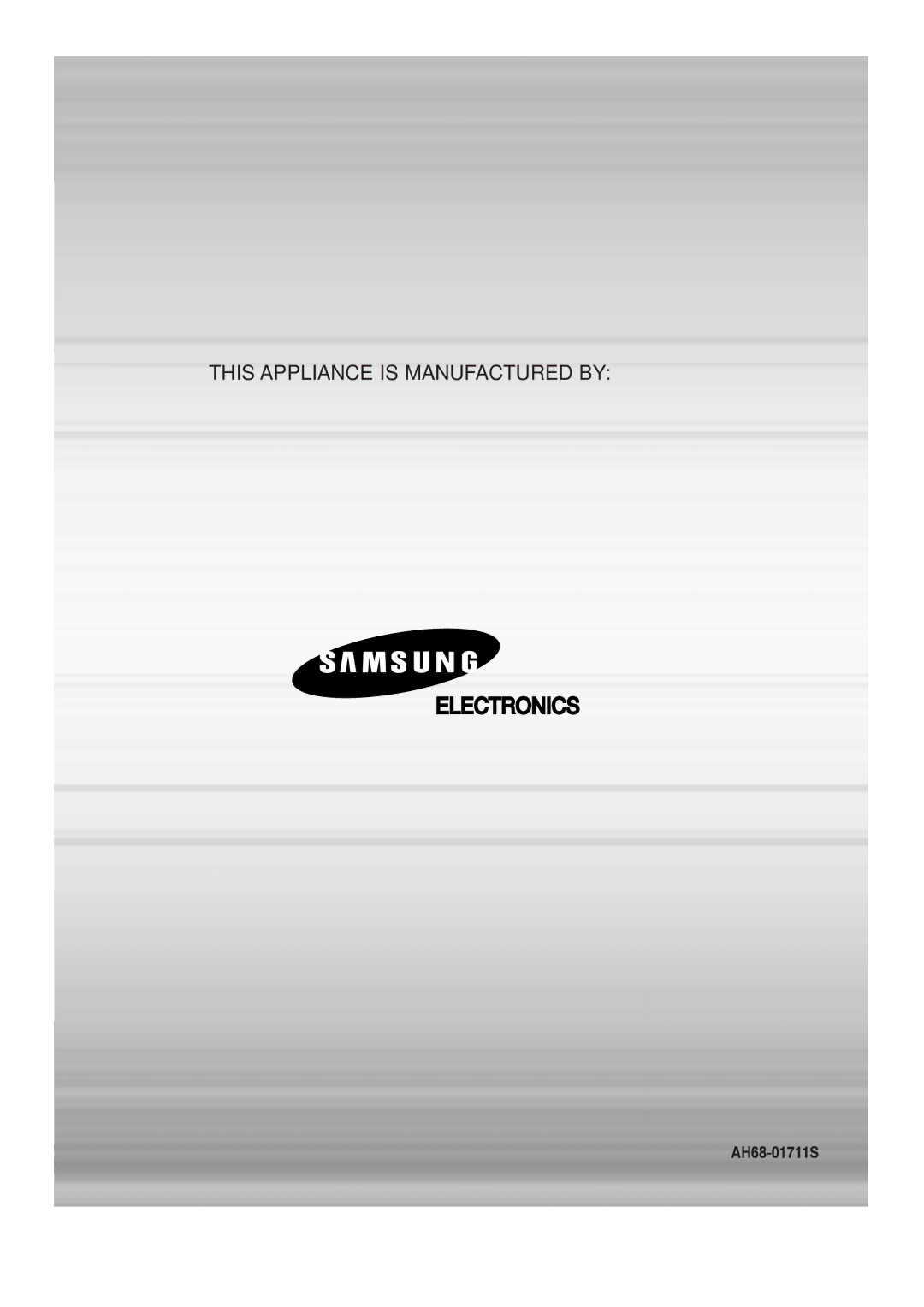 Samsung HT-P10R/XFO, HT-P10KR/XFU manual This Appliance is Manufactured by 