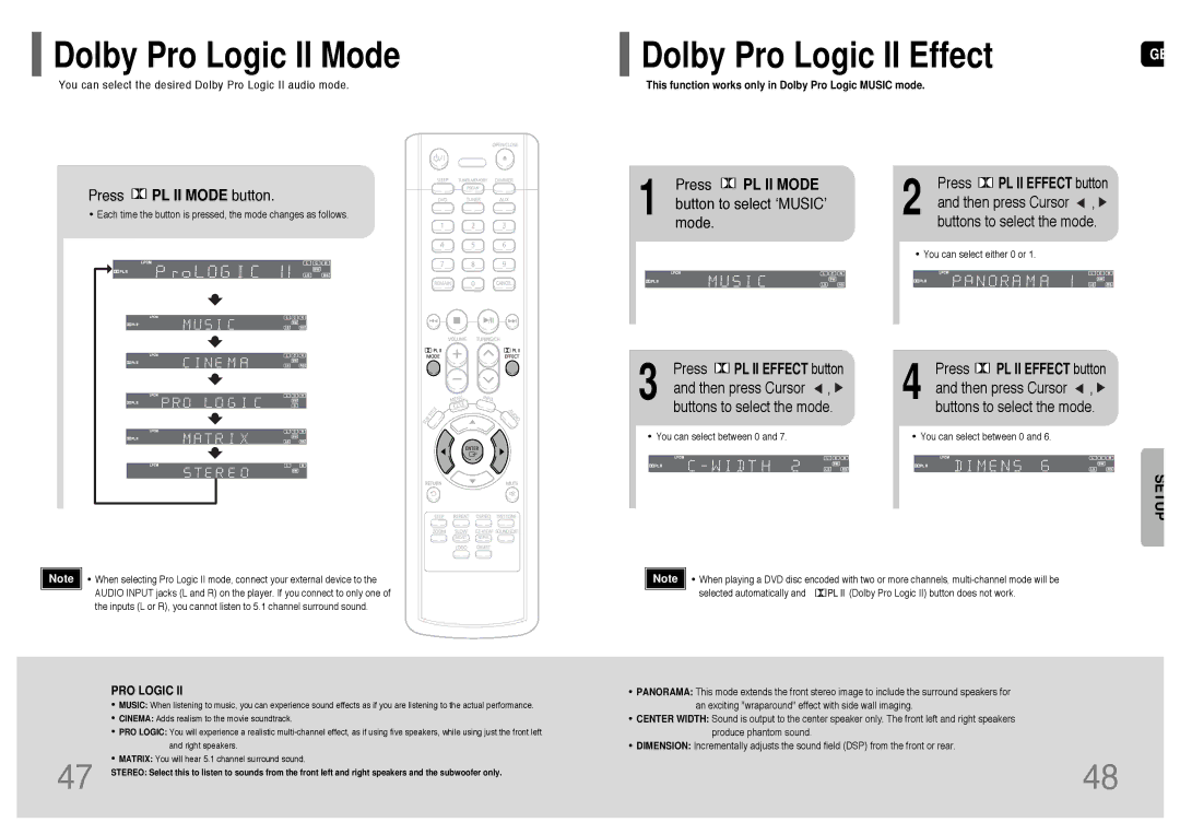 Samsung HT-P10T/SAM manual Dolby Pro Logic II Mode, Press PL II Mode 