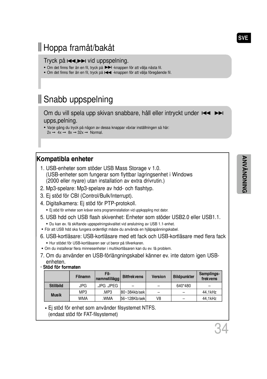 Samsung HT-P1200R/ELS, HT-P1200R/EDC manual Kompatibla enheter, Filnamn, Version 