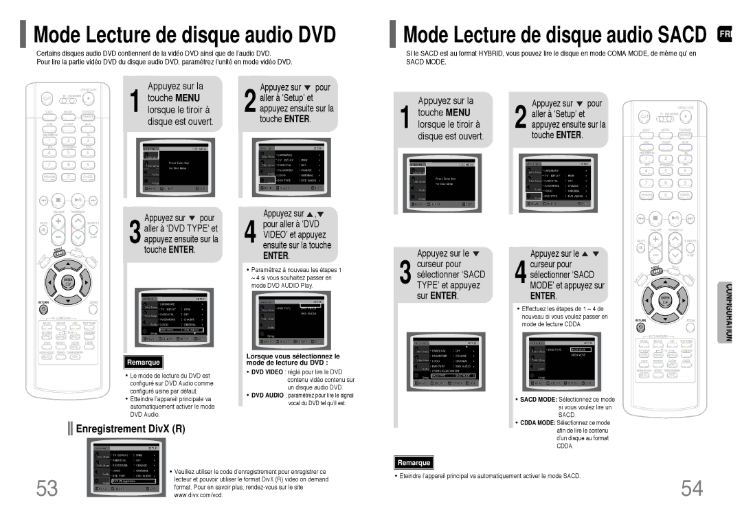 Samsung HT-P1200R/ELS manual Lorsque vous sélectionnez le mode de lecture du DVD 