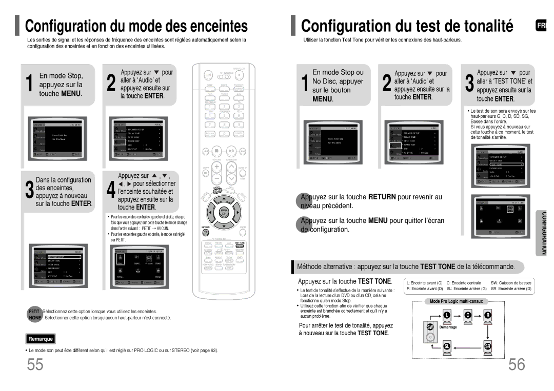 Samsung HT-P1200R/ELS manual En mode Stop Appuyez sur la touche Menu, Mode Stop ou, Disc, appuyer, Sur le bouton 