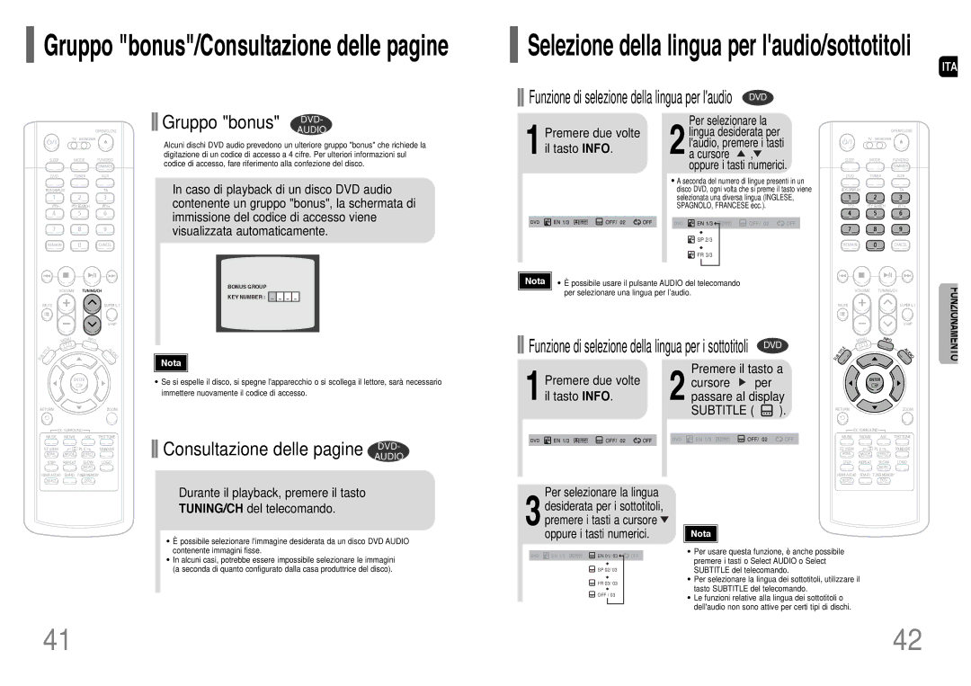 Samsung HT-P1200R/ELS manual Per selezionare una lingua per l’audio, Contenente immagini fisse 