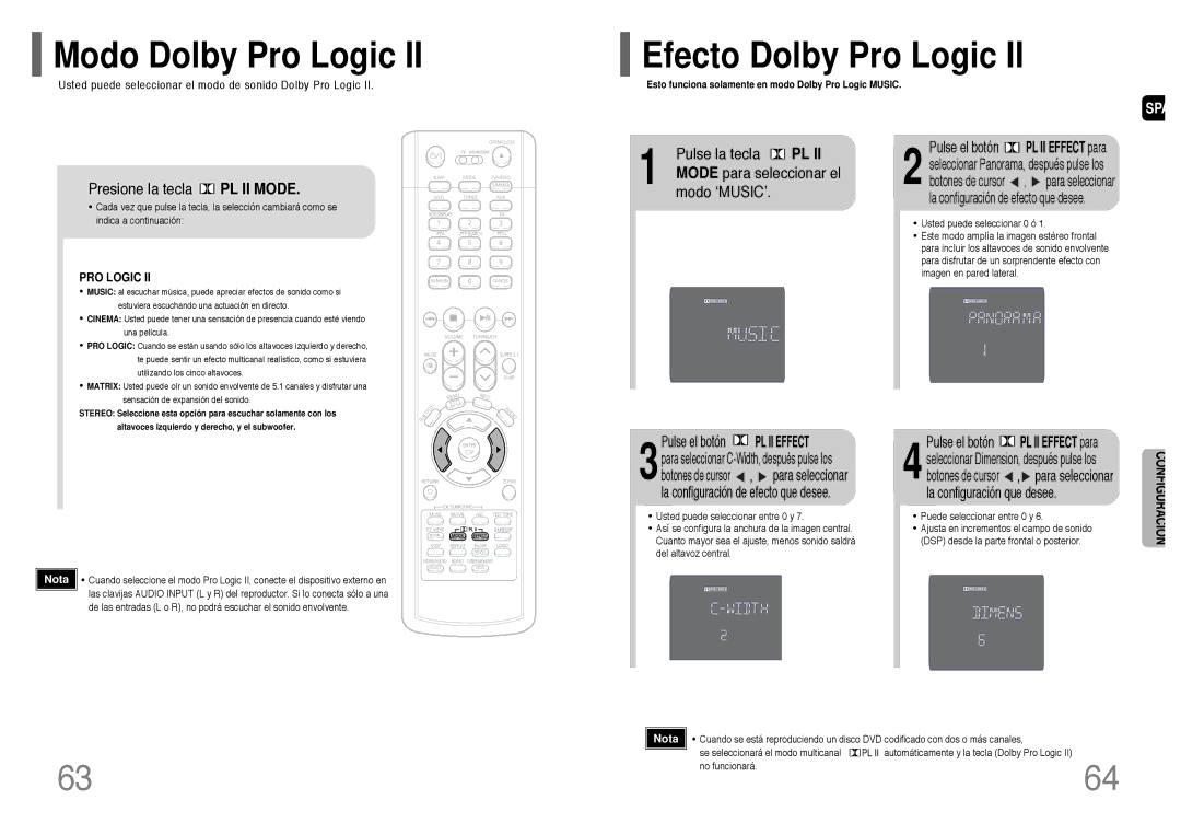 Samsung HT-P1200R/ELS manual Modo Dolby Pro Logic, Efecto Dolby Pro Logic 