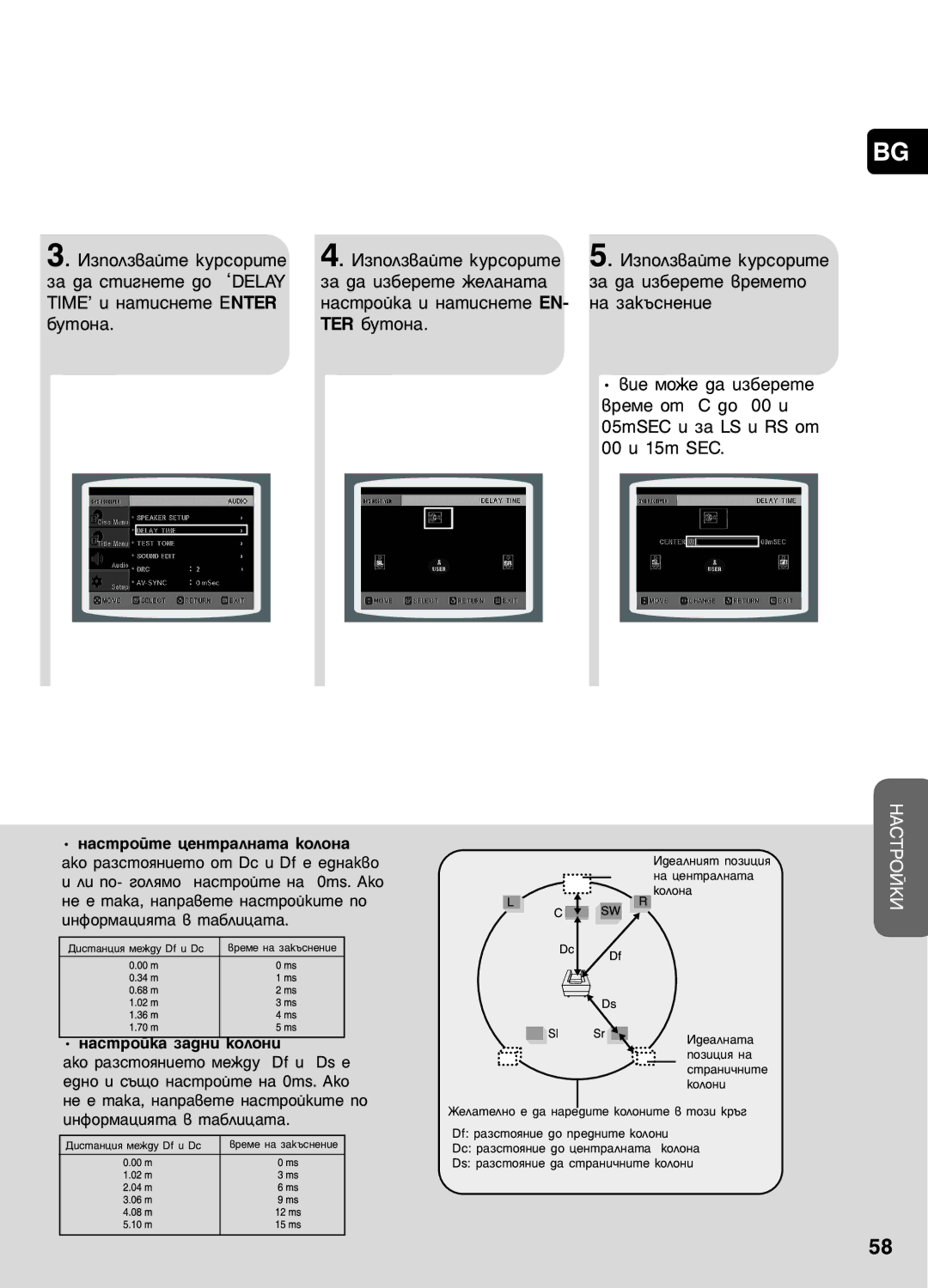 Samsung HT-P1200R/ELS manual ‡ÒÚÓÈÍ‡ Á‡‰ÌË Íóîóìë 