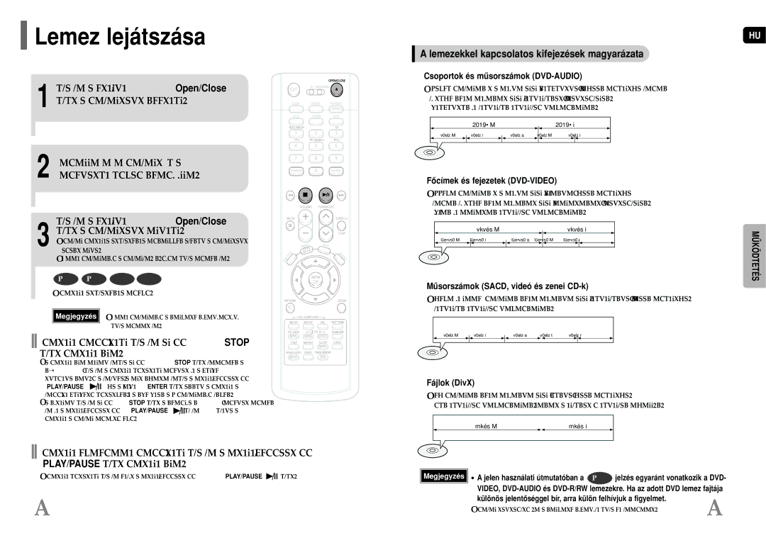 Samsung HT-P1200R/ELS manual Lemez lejátszása, Helyezzen be egy lemezt úgy, hogy a, Feliratos oldal kifelé nézzen 