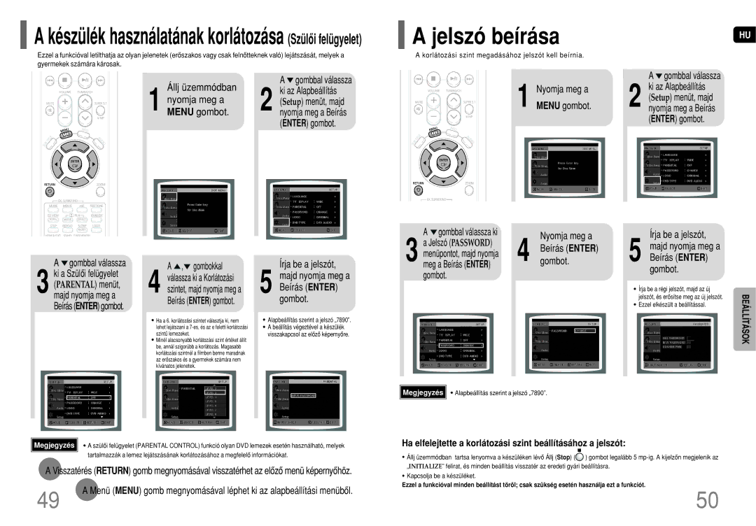 Samsung HT-P1200R/ELS manual Jelszó beírása, Menu gombot, Nyomja meg a Írja be a jelszót 