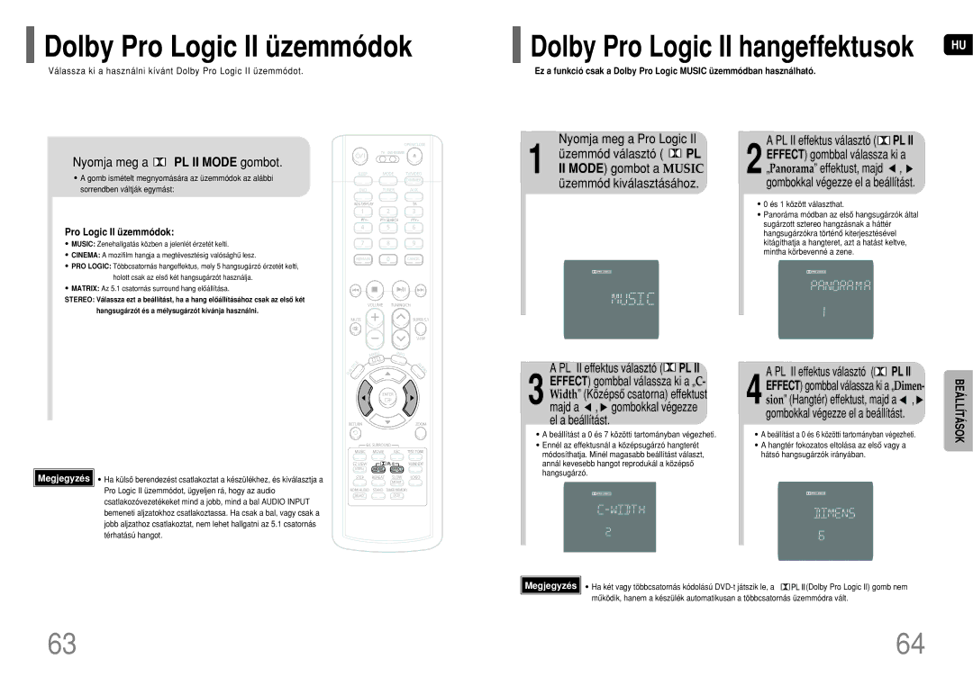 Samsung HT-P1200R/ELS manual Dolby Pro Logic II üzemmódok, Nyomja meg a PL II Mode gombot, Nyomja meg a Pro Logic 