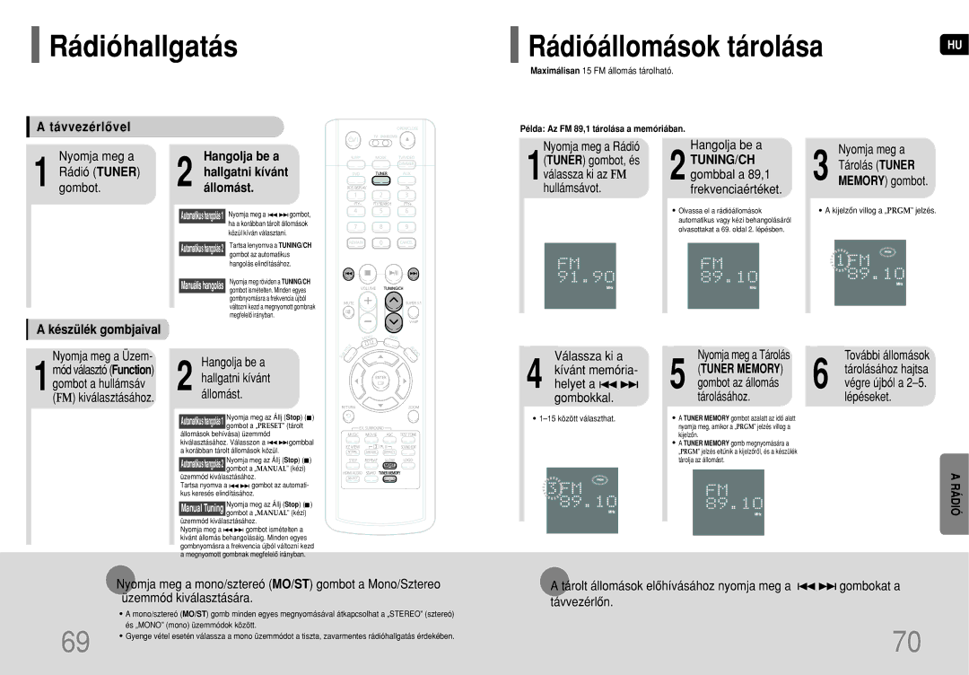 Samsung HT-P1200R/ELS manual Rádióhallgatás, Állomást 