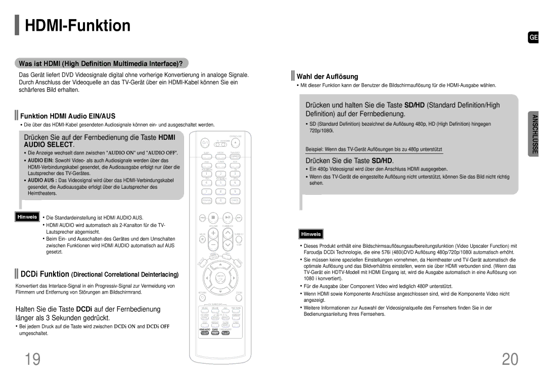 Samsung HT-P1200R/ELS manual HDMI-Funktion, Was ist Hdmi High Definition Multimedia Interface?, Funktion Hdmi Audio EIN/AUS 