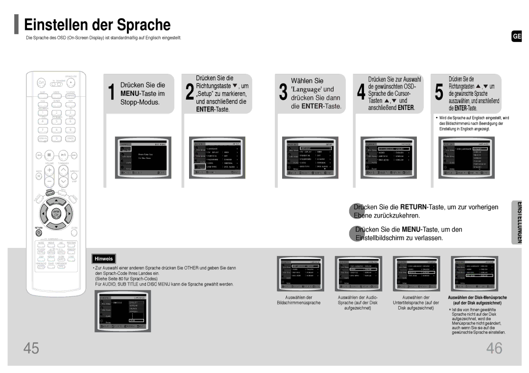 Samsung HT-P1200T/ADL, HT-P1200R/ELS manual Wählen Sie, Drücken Sie zur Auswahl 