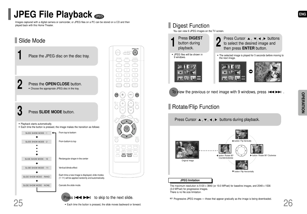 Samsung HT-P29 instruction manual Jpeg File Playback Jpeg 