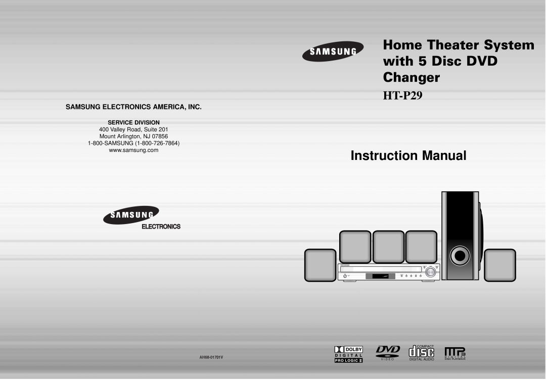Samsung HT-P29 instruction manual Home Theater System with 5 Disc DVD Changer, Samsung Electronics America, Inc, V I D E O 