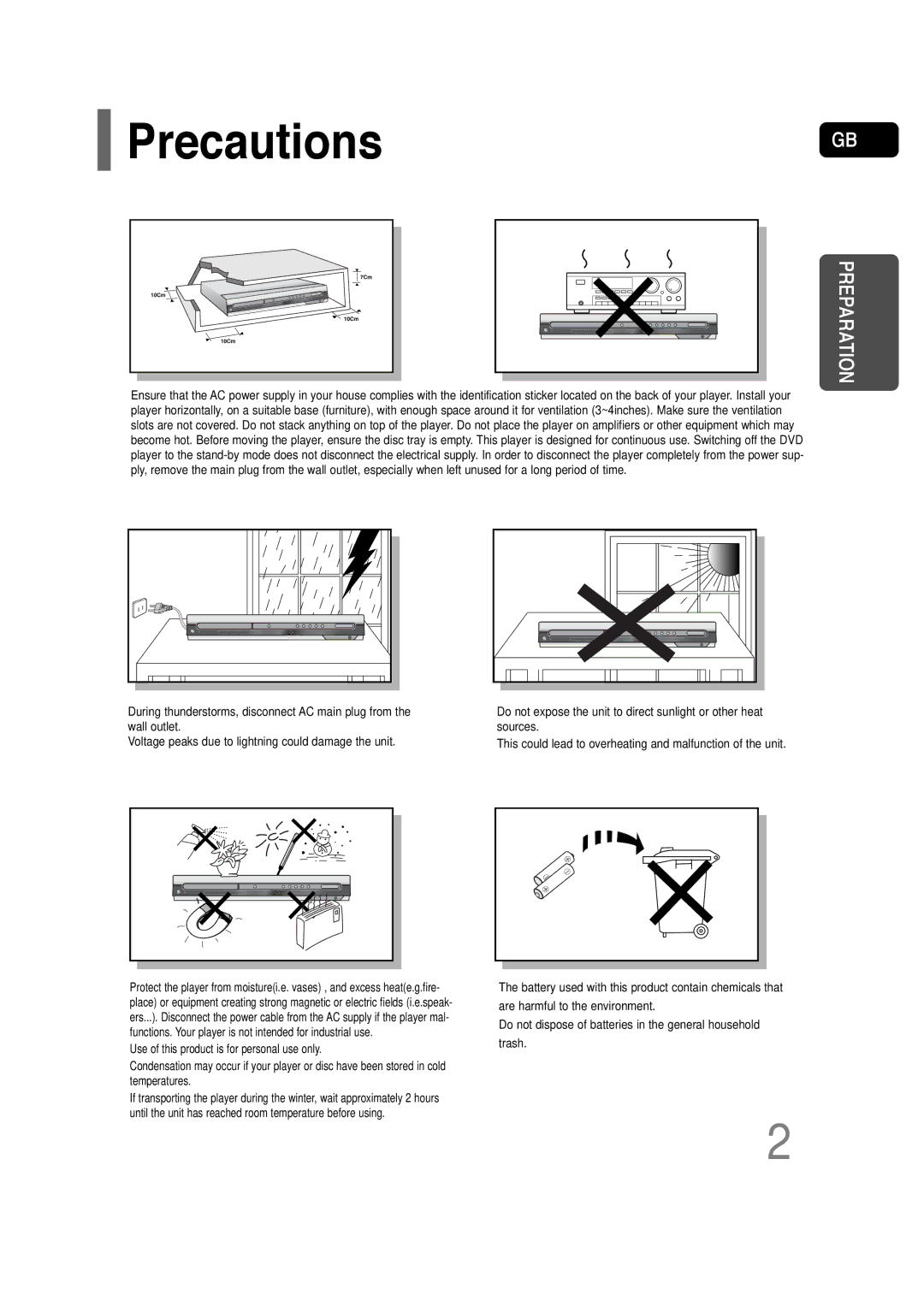 Samsung HT-P30 instruction manual Precautions, Preparation 