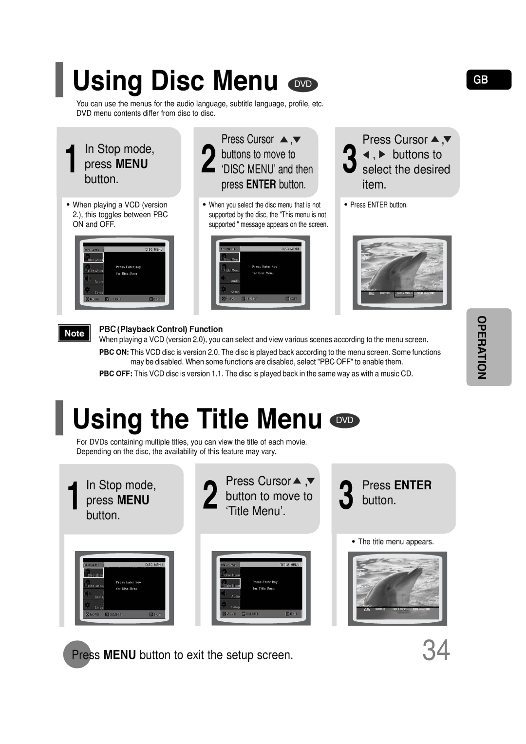 Samsung HT-P30 instruction manual Using the Title Menu DVD 