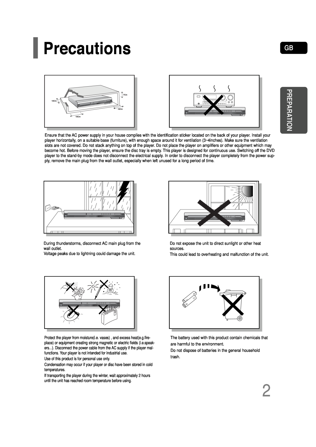 Samsung HT-P30 instruction manual Precautions, Preparation 