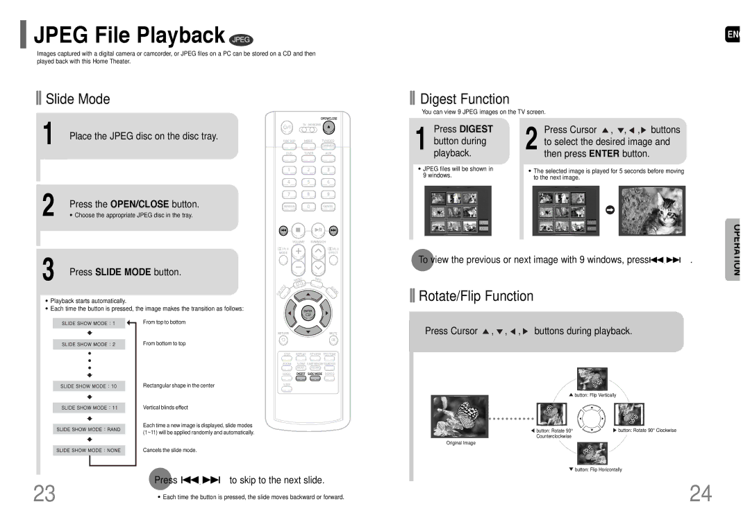 Samsung HT-P38 instruction manual Jpeg File Playback Jpeg 