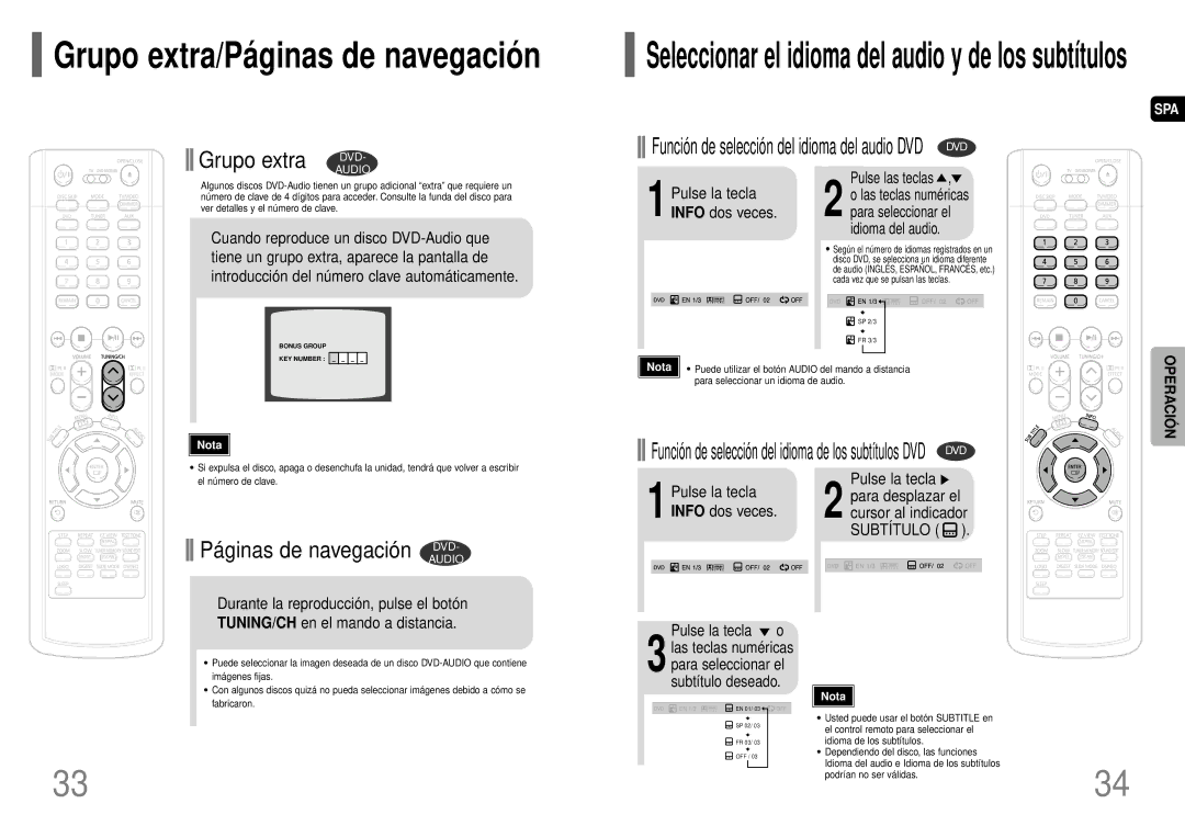 Samsung HT-P40 manual Pulse la tecla o, 1Pulse la tecla Info dos veces, Cursor al indicador Subtítulo 