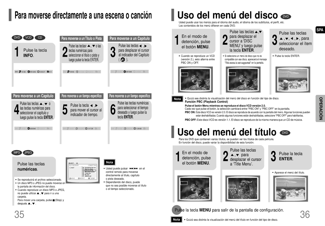 Samsung HT-P40 manual Uso del menú del disco DVD, Uso del menú del título DVD 