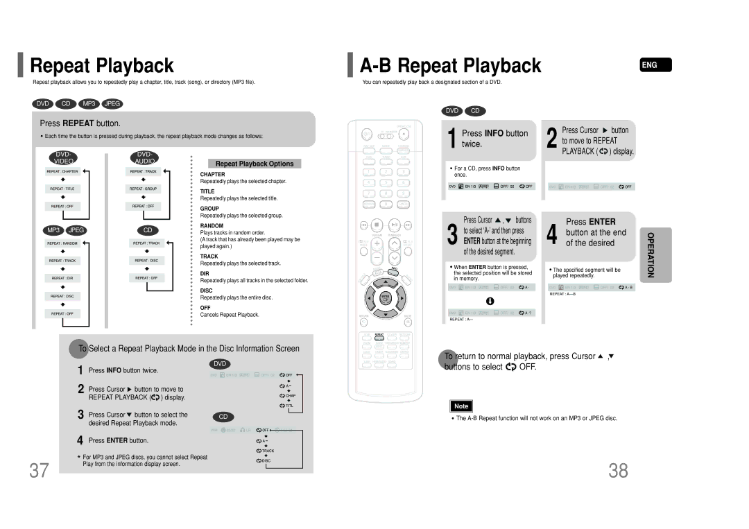 Samsung HT-P50 instruction manual Repeat Playback 