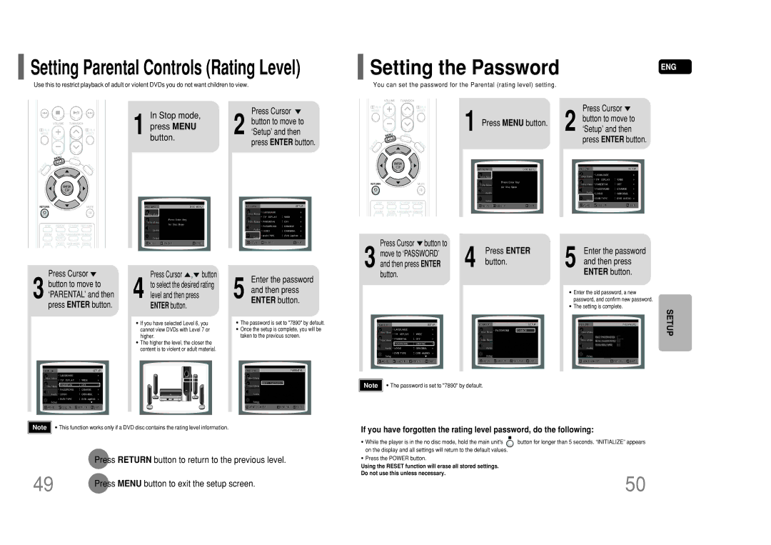 Samsung HT-P50 instruction manual Press Return button to return to the previous level 