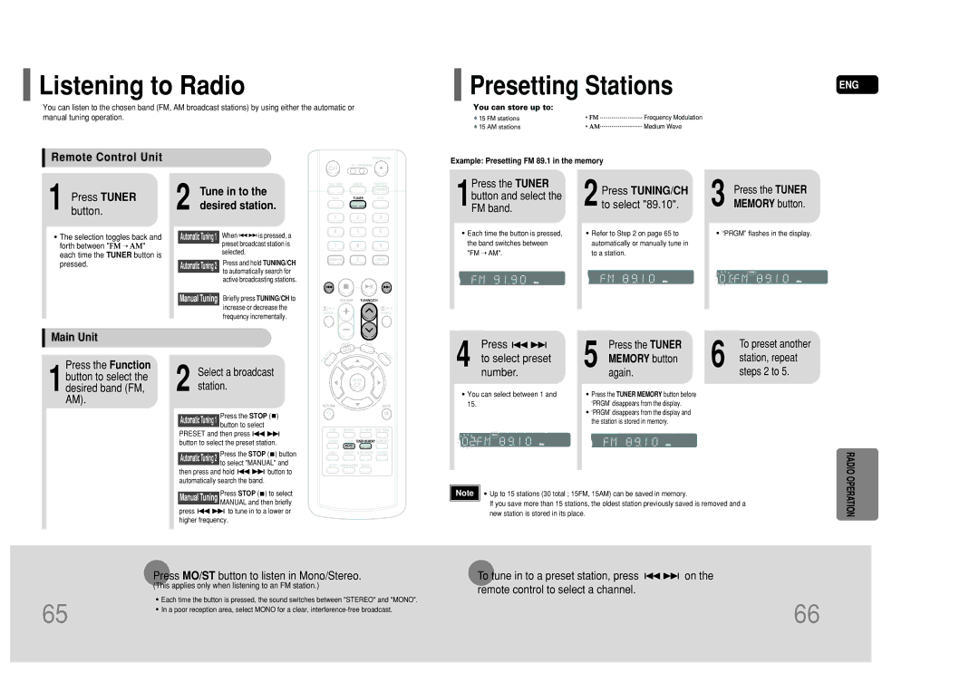 Samsung HT-P50 instruction manual Listening to Radio, Presetting Stations 