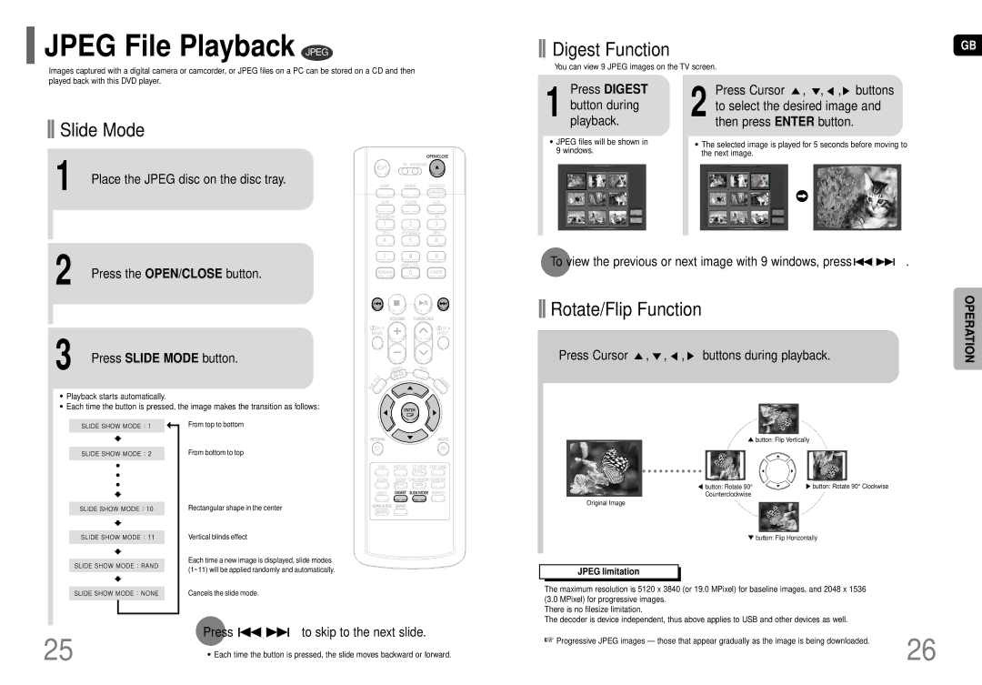 Samsung HT-P70, HT-TP75 instruction manual Jpeg File Playback Jpeg 