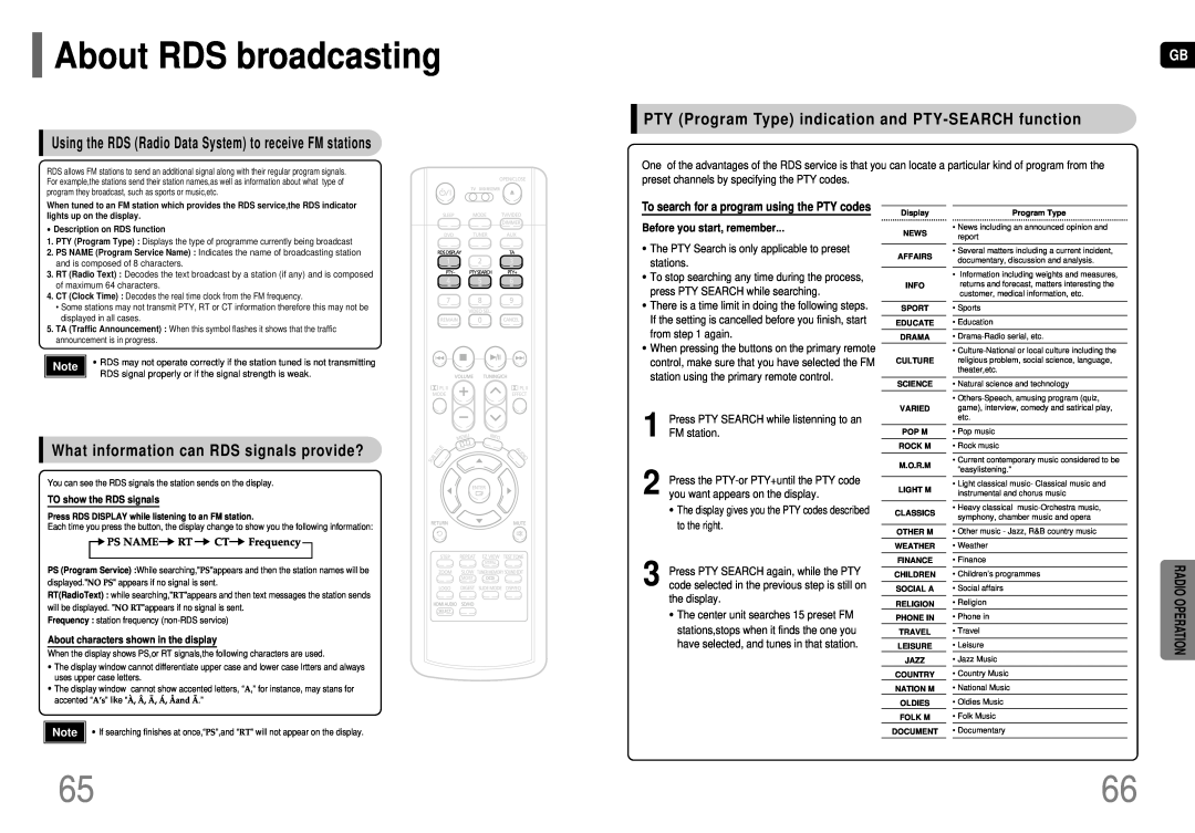Samsung HT-P70, HT-TP75 instruction manual About RDS broadcasting, What information can RDS signals provide? 