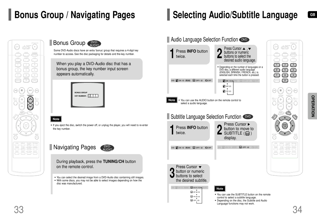 Samsung HT-P70R/ELS, HT-P70NR/ELS manual Bonus Group / Navigating Pages, Buttons to select the desired subtitle 