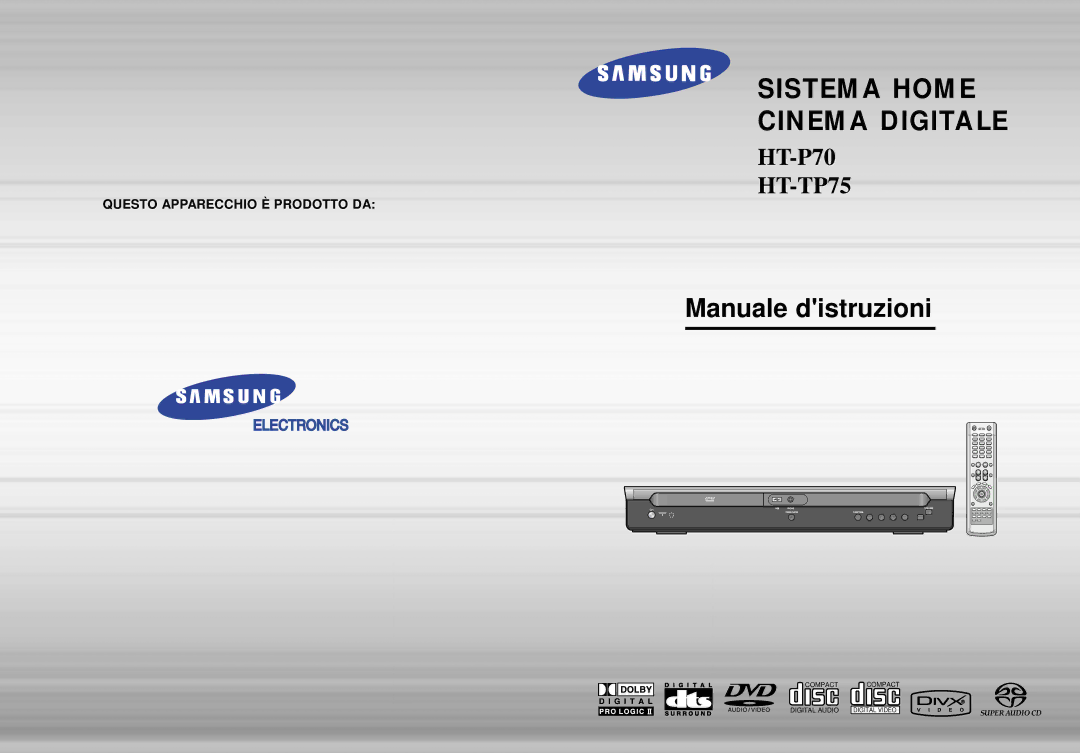 Samsung HT-P70NR/ELS, HT-P70R/ELS manual Sistema Home Cinema Digitale 