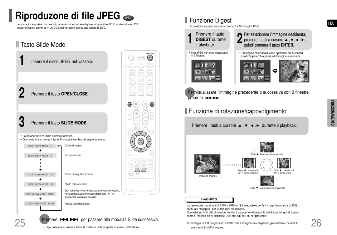 Samsung HT-P70R/ELS, HT-P70NR/ELS Riproduzone di file Jpeg Jpeg, Premere i tasti a cursore Quindi premere il tasto Enter 