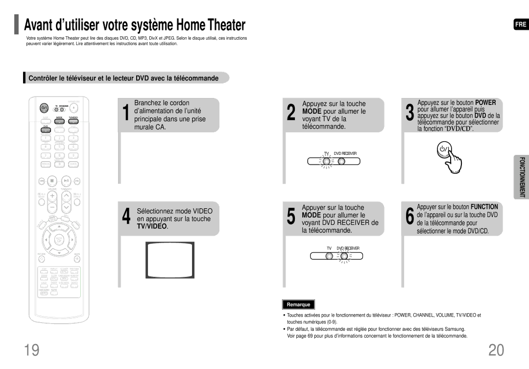 Samsung HT-P70R/ELS manual Avant d’utiliser votre système Home Theater, Appuyez sur le bouton Power 