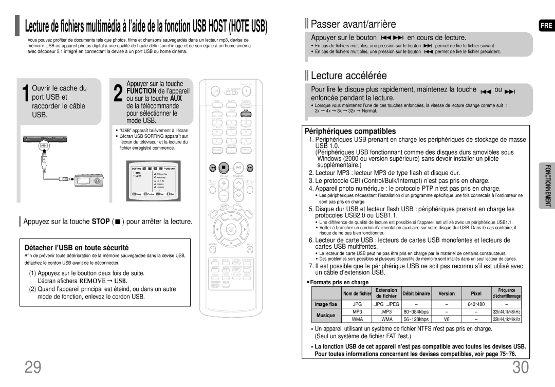 Samsung HT-P70R/ELS manual Appuyer sur le bouton en cours de lecture, Enfoncée pendant la lecture 