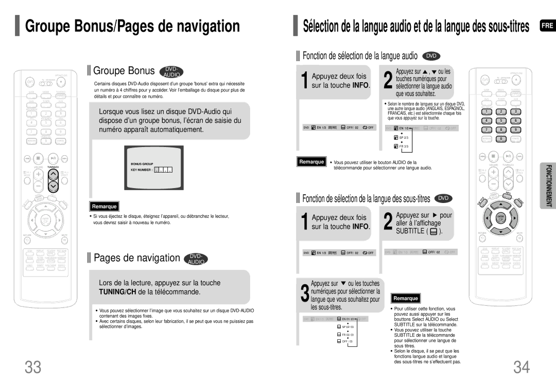 Samsung HT-P70R/ELS manual Appuyez sur , ou les, 1Appuyez deux fois sur la touche Info 