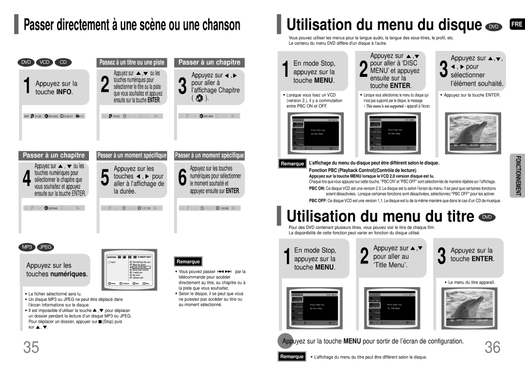 Samsung HT-P70R/ELS manual Utilisation du menu du titre DVD, ’affichage Chapitre, Appuyez sur les touches 