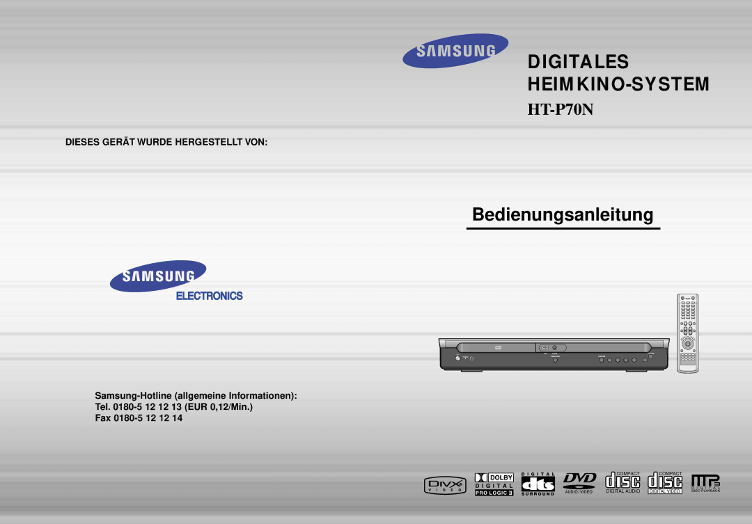 Samsung HT-P70NR/ELS, HT-P70R/ELS manual Digital Home Cinema System 