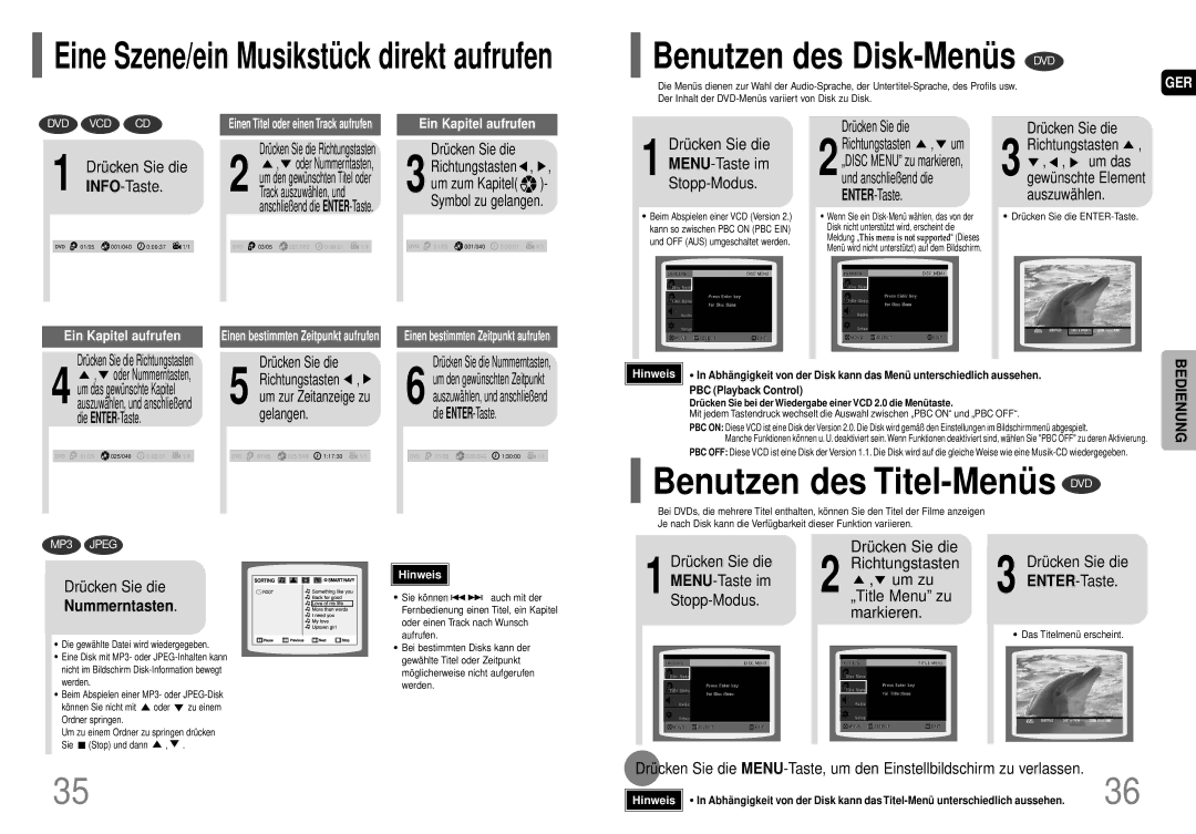 Samsung HT-P70R/ELS manual Benutzen des Disk-Menü s DVD, Benutzen des Titel-Menü s DVD, Nummerntasten 