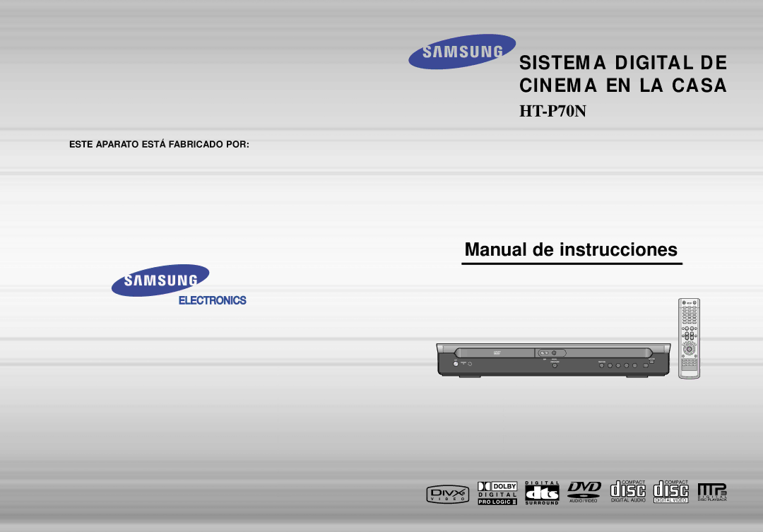 Samsung HT-P70R/ELS manual Sistema Digital DE Cinema EN LA Casa 