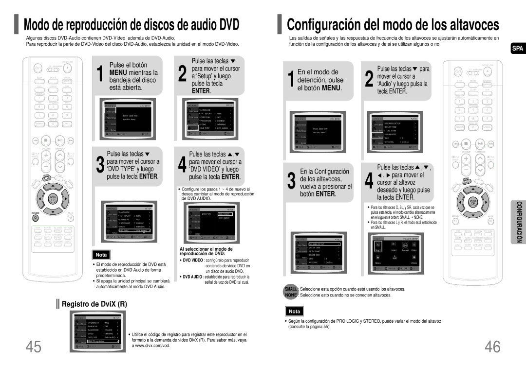 Samsung HT-P70R/ELS manual Registro de DviX R, En la Configuración, Pulse las teclas, 1detención, pulse el botón Menu 