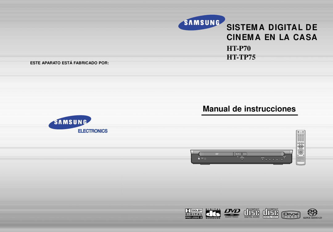 Samsung HT-P70R/ELS manual Sistema Digital DE Cinema EN LA Casa 