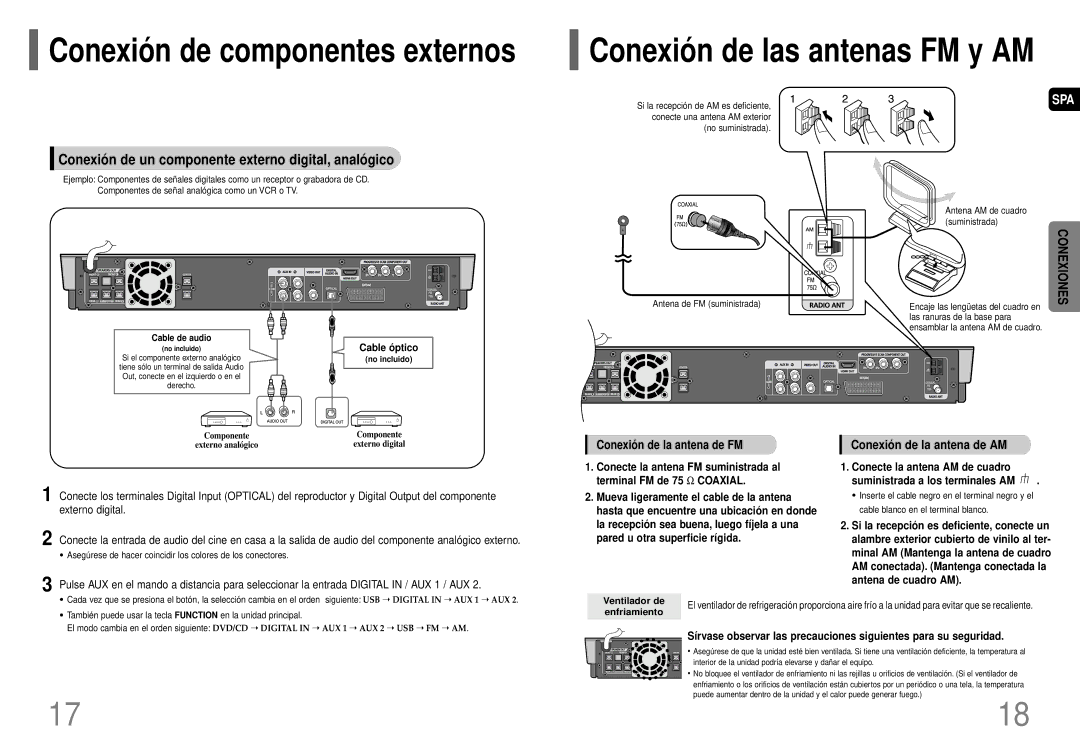 Samsung HT-P70R/ELS manual Conexió n de un componente externo digital, analó gico, Cable ó ptico 