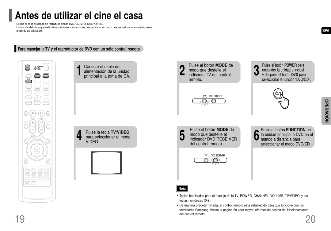 Samsung HT-P70R/ELS manual Antes de utilizar el cine el casa 