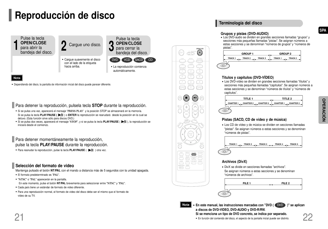 Samsung HT-P70R/ELS manual Reproducció n de disco, Terminología del disco, Pulse la tecla, Selecció n del formato de video 