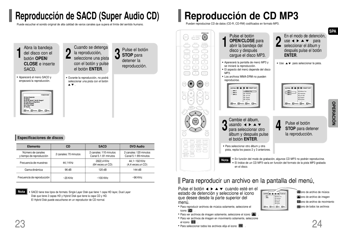 Samsung HT-P70R/ELS manual Reproducció n de CD MP3, Pulse el botón, Cambie el álbum, Stop para detener La reproducción 