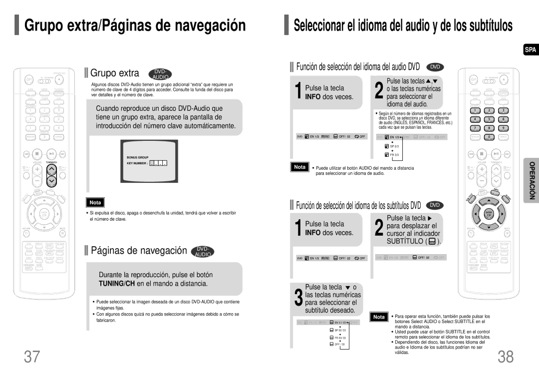 Samsung HT-P70R/ELS manual Pulse la tecla o, 1Pulse la tecla Info dos veces, Cursor al indicador Subtítulo 